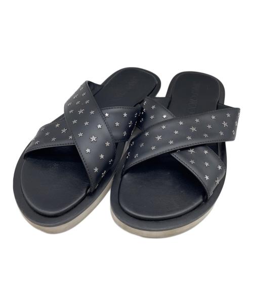 JIMMY CHOO（ジミーチュウ）JIMMY CHOO (ジミーチュウ) スタースタッズクロスサンダル ブラック サイズ:38の古着・服飾アイテム
