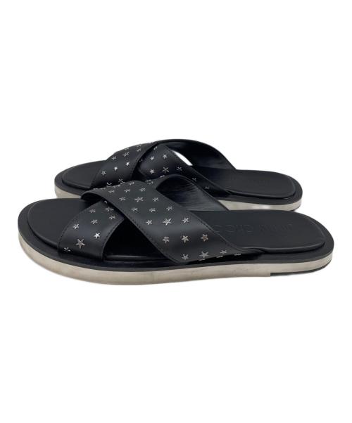 JIMMY CHOO（ジミーチュウ）JIMMY CHOO (ジミーチュウ) スタースタッズクロスサンダル ブラック サイズ:38の古着・服飾アイテム