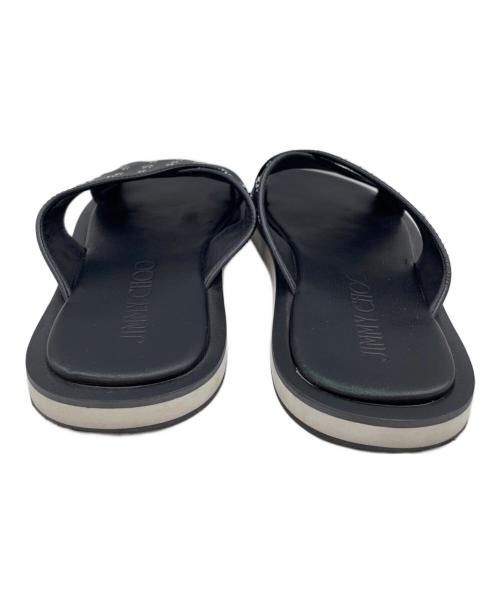 JIMMY CHOO（ジミーチュウ）JIMMY CHOO (ジミーチュウ) スタースタッズクロスサンダル ブラック サイズ:38の古着・服飾アイテム