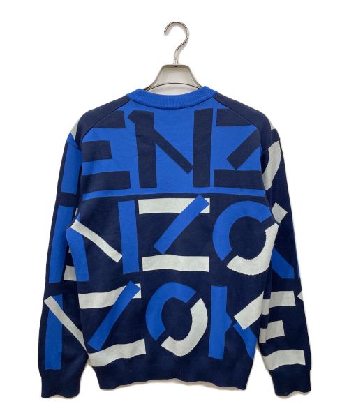 KENZO（ケンゾー）KENZO (ケンゾー) ロゴ総柄 クルーネックット ブルー サイズ:Mの古着・服飾アイテム