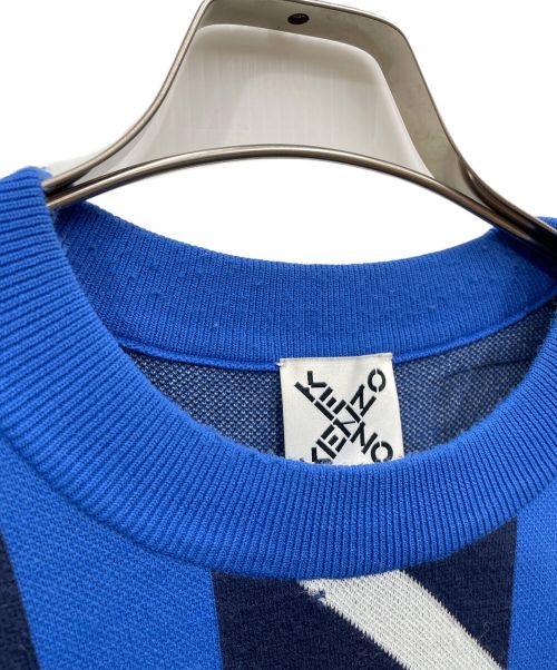 KENZO（ケンゾー）KENZO (ケンゾー) ロゴ総柄 クルーネックット ブルー サイズ:Mの古着・服飾アイテム