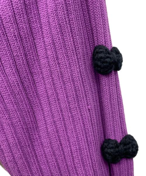 holiday（ホリデー）holiday (ホリデー) RIBBON CROPPED KNIT CARDIGAN パープル サイズ:ONE SIZEの古着・服飾アイテム