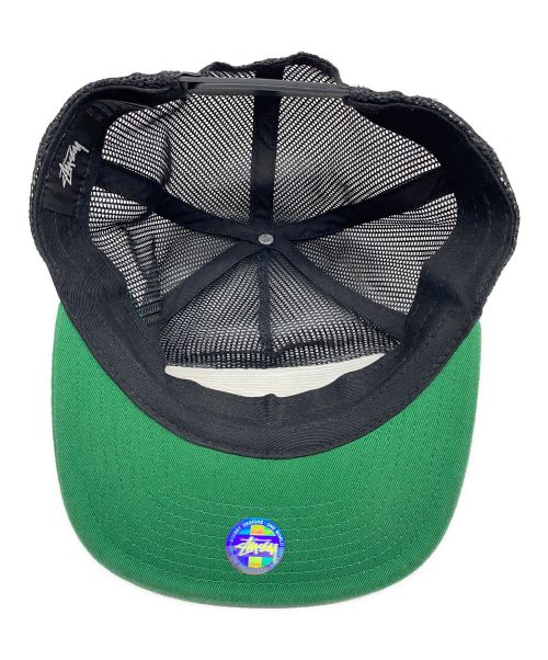 stussy（ステューシー）stussy (ステューシー) メッシュキャップ ブラック×グリーンの古着・服飾アイテム