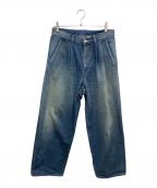 Graphpaperグラフペーパー）の古着「Selvage Denim TwoTuck Pants」｜インディゴ