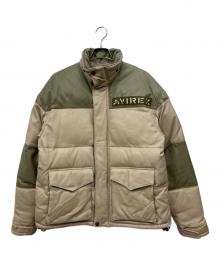 AVIREX（アヴィレックス）の古着「ラムレザーダウンジャケット」｜ベージュ×グリーン