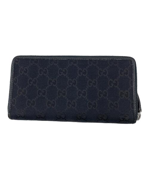GUCCI（グッチ）GUCCI (グッチ) ラウンドファスナー長財布 ブラックの古着・服飾アイテム