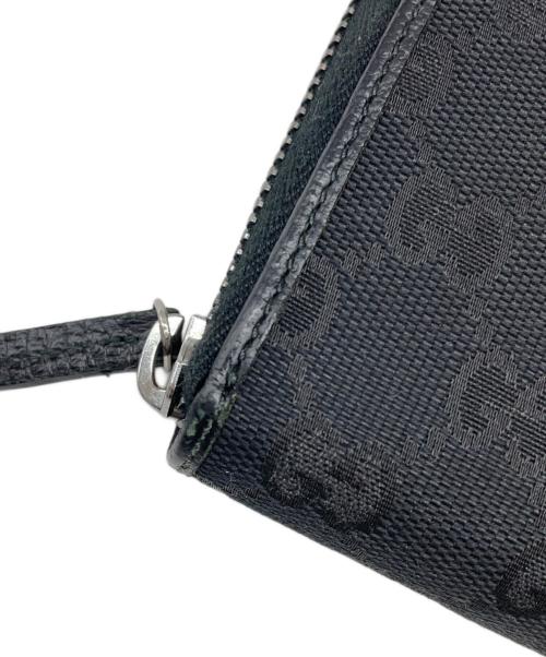 GUCCI（グッチ）GUCCI (グッチ) ラウンドファスナー長財布 ブラックの古着・服飾アイテム