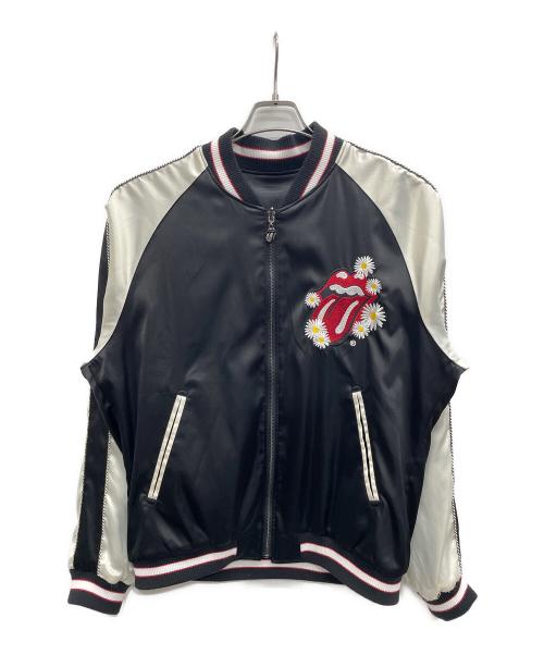 JACKROSE（ジャックローズ）JACKROSE (ジャックローズ) THE ROLLING STONES (ザ ローリングストーンズ) リバーシブルブルゾン ブラック サイズ:5の古着・服飾アイテム