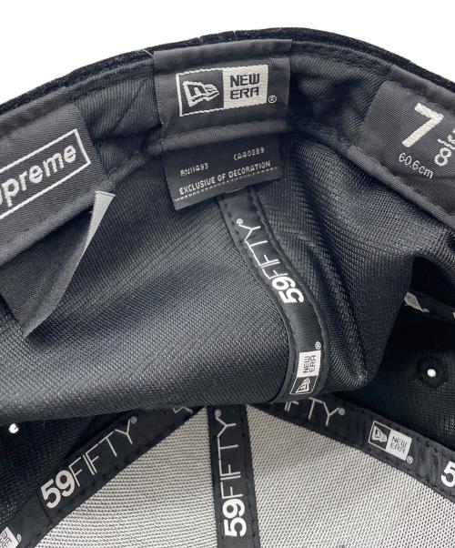 New Era（ニューエラ）New Era (ニューエラ) SUPREME (シュプリーム) ベロアキャップ ブラックの古着・服飾アイテム