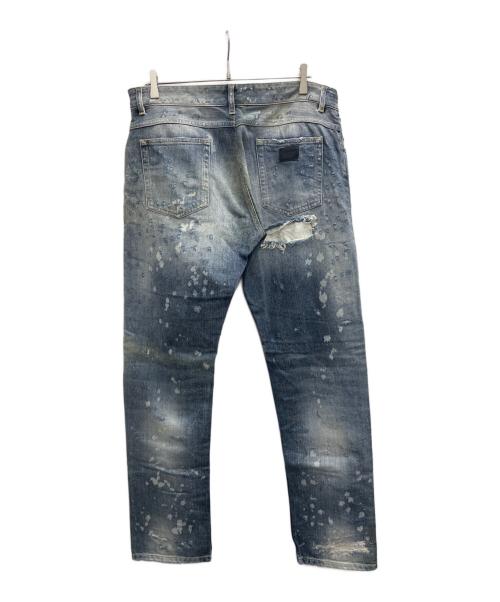 DOLCE & GABBANA（ドルチェ＆ガッバーナ）DOLCE & GABBANA (ドルチェ＆ガッバーナ) クラッシュリペアデニムパンツ インディゴ サイズ:54の古着・服飾アイテム
