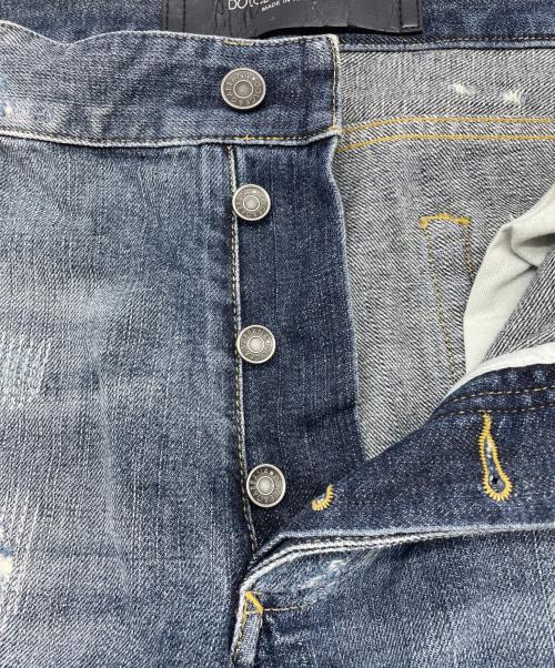 DOLCE & GABBANA（ドルチェ＆ガッバーナ）DOLCE & GABBANA (ドルチェ＆ガッバーナ) クラッシュリペアデニムパンツ インディゴ サイズ:54の古着・服飾アイテム