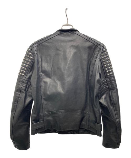 DIESEL Black Gold（ディーゼル ブラック ゴールド）DIESEL Black Gold (ディーゼル ブラック ゴールド) スパイクスタッズレザージャケット ブラック サイズ:50の古着・服飾アイテム