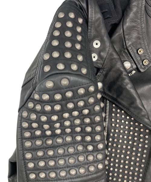 DIESEL Black Gold（ディーゼル ブラック ゴールド）DIESEL Black Gold (ディーゼル ブラック ゴールド) スパイクスタッズレザージャケット ブラック サイズ:50の古着・服飾アイテム