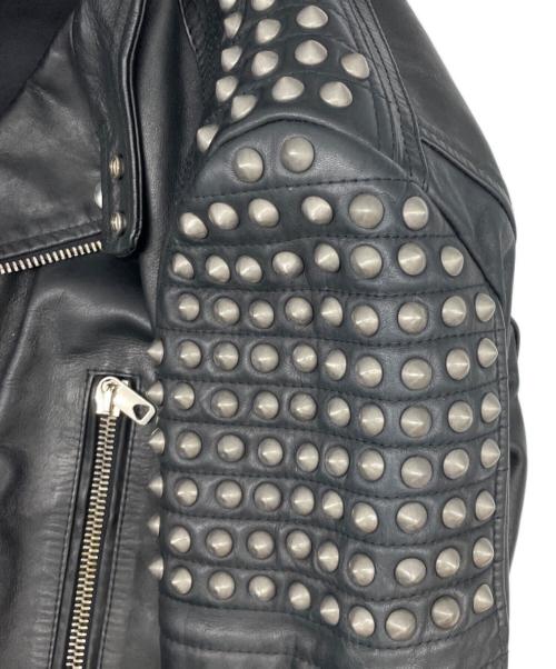 DIESEL Black Gold（ディーゼル ブラック ゴールド）DIESEL Black Gold (ディーゼル ブラック ゴールド) スパイクスタッズレザージャケット ブラック サイズ:50の古着・服飾アイテム