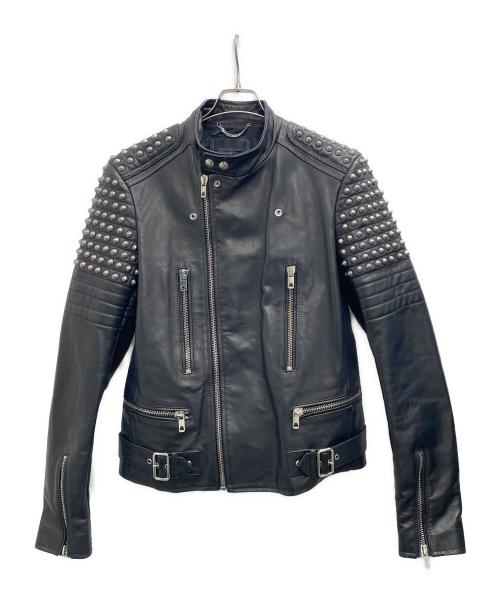 DIESEL Black Gold（ディーゼル ブラック ゴールド）DIESEL Black Gold (ディーゼル ブラック ゴールド) スパイクスタッズレザージャケット ブラック サイズ:50の古着・服飾アイテム