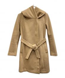 COLE HAAN（コールハーン）の古着「ベルテッド アシンメトリカル ジップ フロント ツイルコート」｜ベージュ