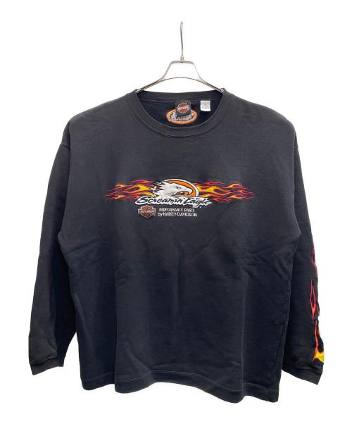 HARLEY-DAVIDSON（ハーレーダビッドソン）HARLEY-DAVIDSON (ハーレーダビッドソン) クルーネックスウェット ブラック サイズ:XXLの古着・服飾アイテム