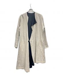 Y's（ワイズ）の古着「アシンメトリーリネンコート」｜ベージュ