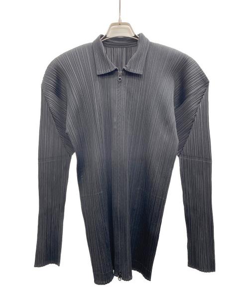 PLEATS PLEASE（プリーツプリーズ）PLEATS PLEASE (プリーツプリーズ) プリーツジップアップジャケット ブラック サイズ:3の古着・服飾アイテム