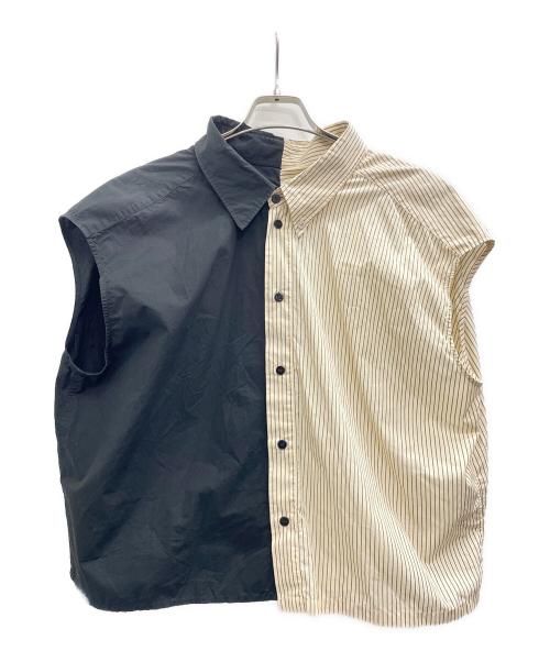 MM6 Maison Margiela（エムエムシックスメゾンマルジェラ）MM6 Maison Margiela (エムエムシックスメゾンマルジェラ) Bicolor shirt ブラック×ベージュ サイズ:42の古着・服飾アイテム