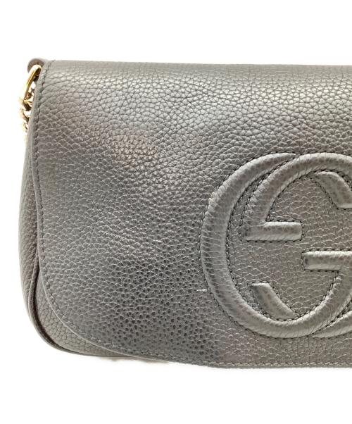 GUCCI（グッチ）GUCCI (グッチ) チェーンショルダーバッグ ブラックの古着・服飾アイテム