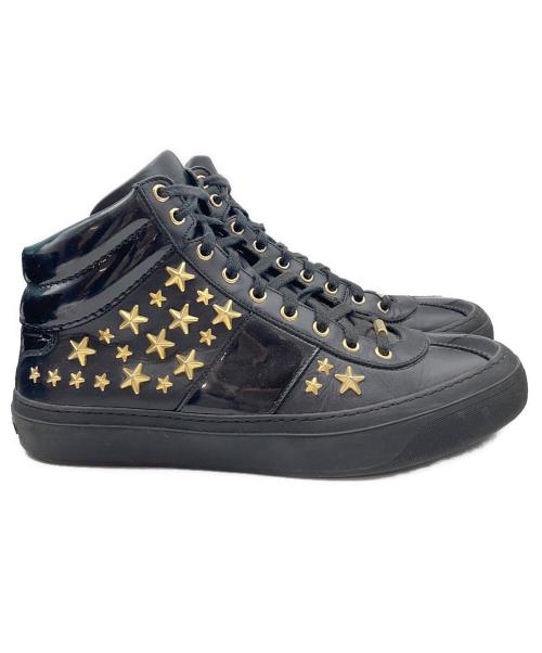JIMMY CHOO（ジミーチュウ）JIMMY CHOO (ジミーチュウ) スタッズハイカットスニーカー ブラック サイズ:42の古着・服飾アイテム