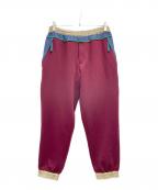 kolor/BEACONカラービーコン）の古着「トラックパンツ」｜レッド×ベージュ×ブルー