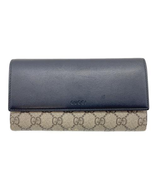 GUCCI（グッチ）GUCCI (グッチ) GGスプリーム コンチネンタルウォレット ベージュ×ブラックの古着・服飾アイテム