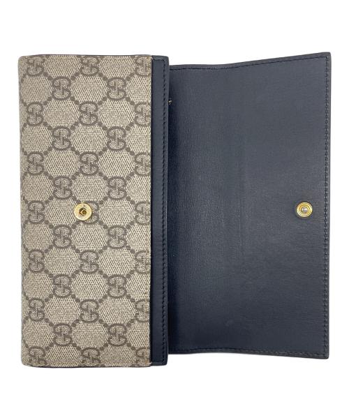 GUCCI（グッチ）GUCCI (グッチ) GGスプリーム コンチネンタルウォレット ベージュ×ブラックの古着・服飾アイテム