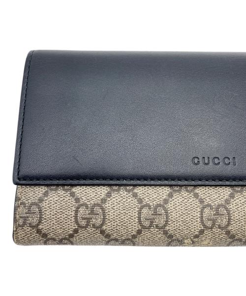 GUCCI（グッチ）GUCCI (グッチ) GGスプリーム コンチネンタルウォレット ベージュ×ブラックの古着・服飾アイテム