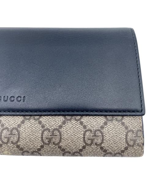 GUCCI（グッチ）GUCCI (グッチ) GGスプリーム コンチネンタルウォレット ベージュ×ブラックの古着・服飾アイテム