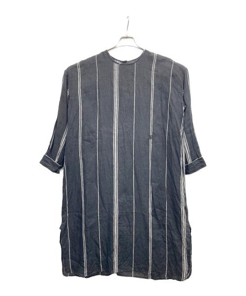 maison de soil（メゾンドソイル）maison de soil (メゾンドソイル) リネンストライプワンピース ブラック サイズ:2の古着・服飾アイテム