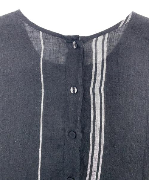 maison de soil（メゾンドソイル）maison de soil (メゾンドソイル) リネンストライプワンピース ブラック サイズ:2の古着・服飾アイテム