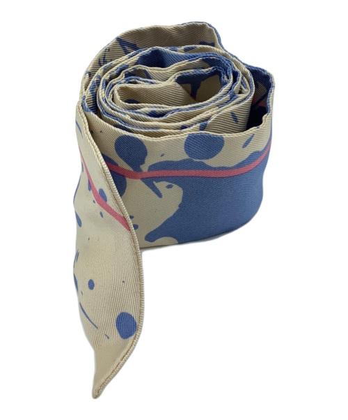 HERMES（エルメス）HERMES (エルメス) ツイリースカーフ アイボリー×ブルーの古着・服飾アイテム