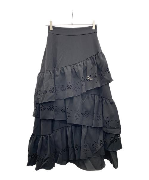 HARE（ハレ）HARE (ハレ) Ado (アド) LASER CUT TIERED SKIRT ブラック サイズ:Fの古着・服飾アイテム
