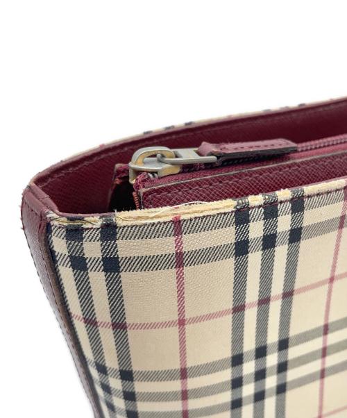 BURBERRY（バーバリー）BURBERRY (バーバリー) ノバチェック　ベージュ×レッド　ハンドバッグ　キャンバス ベージュ×レッドの古着・服飾アイテム