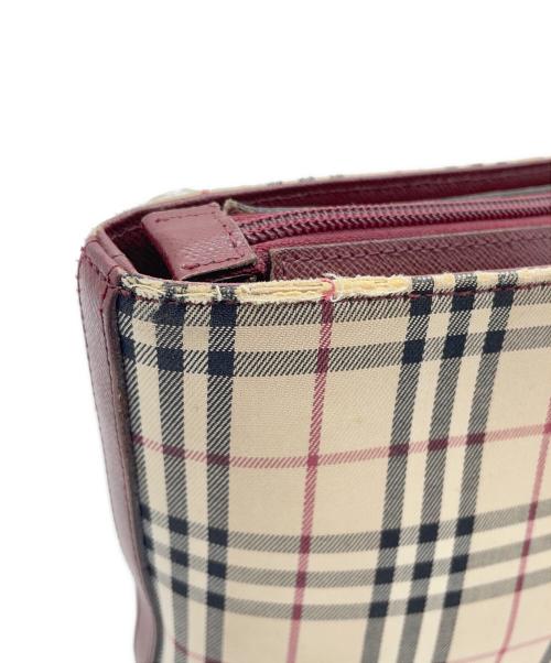 BURBERRY（バーバリー）BURBERRY (バーバリー) ノバチェック　ベージュ×レッド　ハンドバッグ　キャンバス ベージュ×レッドの古着・服飾アイテム