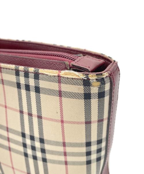 BURBERRY（バーバリー）BURBERRY (バーバリー) ノバチェック　ベージュ×レッド　ハンドバッグ　キャンバス ベージュ×レッドの古着・服飾アイテム