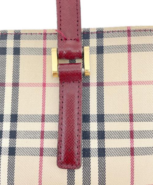BURBERRY（バーバリー）BURBERRY (バーバリー) ノバチェック　ベージュ×レッド　ハンドバッグ　キャンバス ベージュ×レッドの古着・服飾アイテム