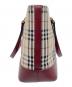 BURBERRY (バーバリー) ノバチェック　ベージュ×レッド　ハンドバッグ　キャンバス ベージュ×レッド：20000円