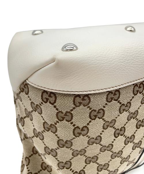 GUCCI（グッチ）GUCCI (グッチ) トートバッグ サンセット パグリアGG  キャンバス レザー ベージュ×ホワイトの古着・服飾アイテム