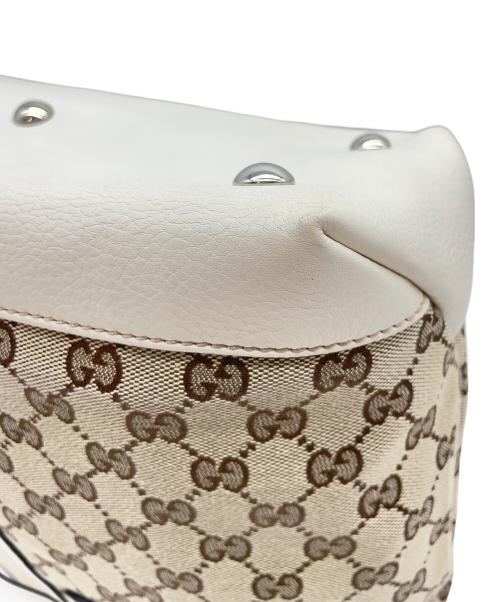 GUCCI（グッチ）GUCCI (グッチ) トートバッグ サンセット パグリアGG  キャンバス レザー ベージュ×ホワイトの古着・服飾アイテム