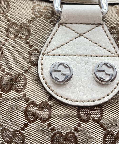 GUCCI（グッチ）GUCCI (グッチ) トートバッグ サンセット パグリアGG  キャンバス レザー ベージュ×ホワイトの古着・服飾アイテム