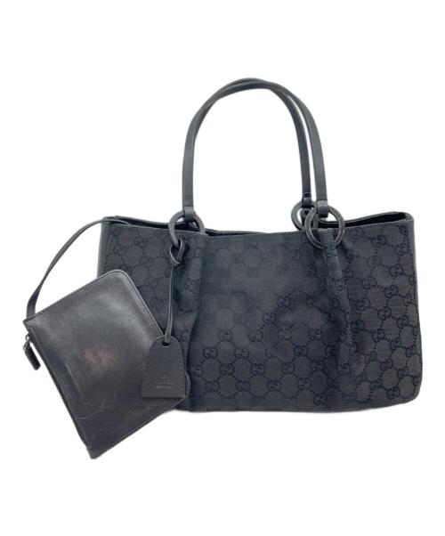 GUCCI（グッチ）GUCCI (グッチ)  GG キャンバス ポーチ付きトートバッグ ブラックの古着・服飾アイテム