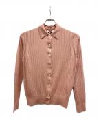 SLOANEスローン）の古着「18Gワイドリブ エクストラファインメリノウール・シルク 襟付きカーディガン」｜ピンク