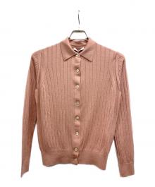 SLOANE（スローン）の古着「18Gワイドリブ エクストラファインメリノウール・シルク 襟付きカーディガン」｜ピンク