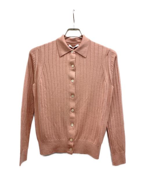 SLOANE（スローン）SLOANE (スローン) 18Gワイドリブ エクストラファインメリノウール・シルク 襟付きカーディガン ピンク サイズ:2の古着・服飾アイテム