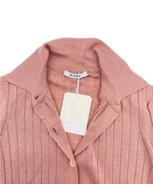 SLOANE（スローン）SLOANE (スローン) 18Gワイドリブ エクストラファインメリノウール・シルク 襟付きカーディガン ピンク サイズ:2の古着・服飾アイテム
