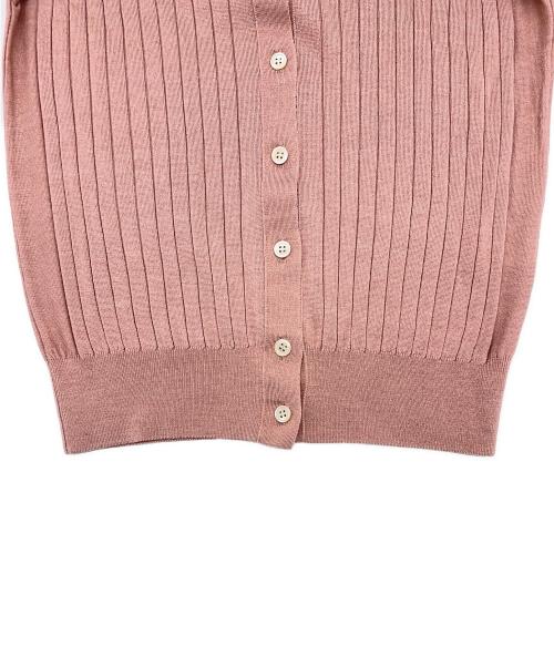 SLOANE（スローン）SLOANE (スローン) 18Gワイドリブ エクストラファインメリノウール・シルク 襟付きカーディガン ピンク サイズ:2の古着・服飾アイテム