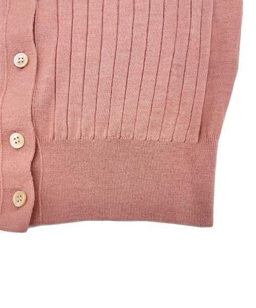 SLOANE（スローン）SLOANE (スローン) 18Gワイドリブ エクストラファインメリノウール・シルク 襟付きカーディガン ピンク サイズ:2の古着・服飾アイテム